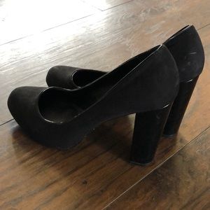 Black suede pumps